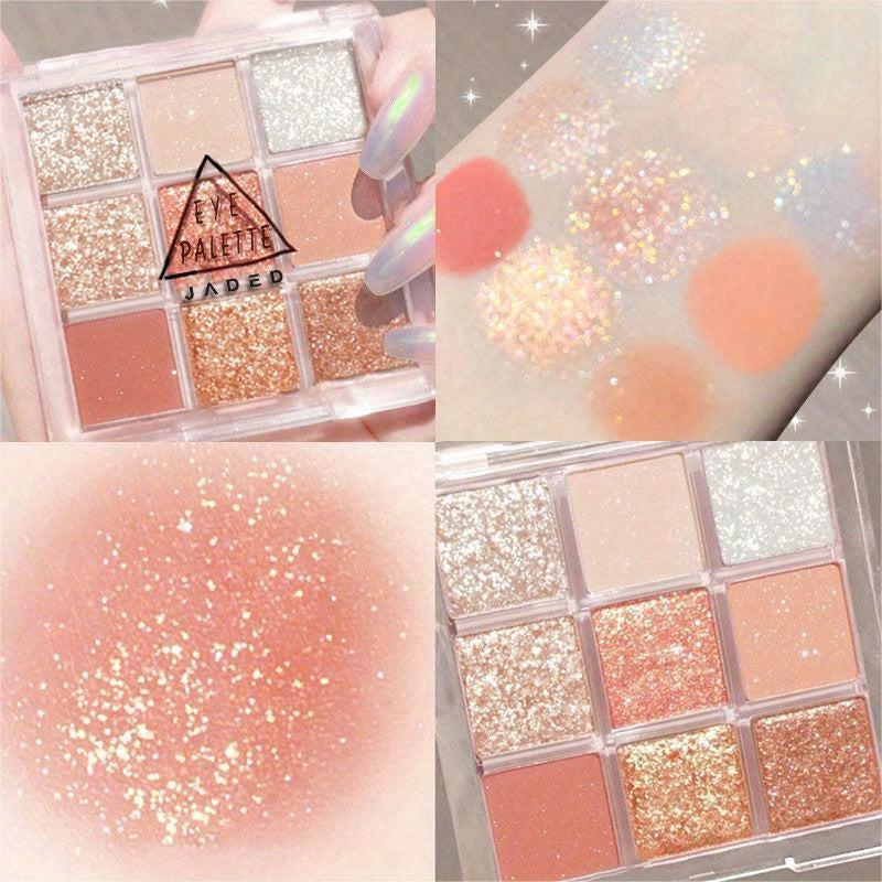 9 Shades Earth Tone Eyeshadow Palette Glitter Pearly Matte High Pigmented