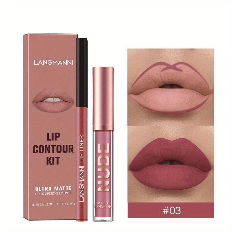 6-Piece Nude Lip Liner & Lipstick Set Matte Finish