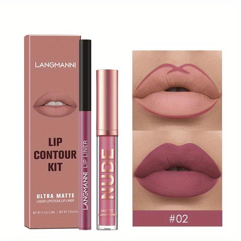 6-Piece Nude Lip Liner & Lipstick Set Matte Finish