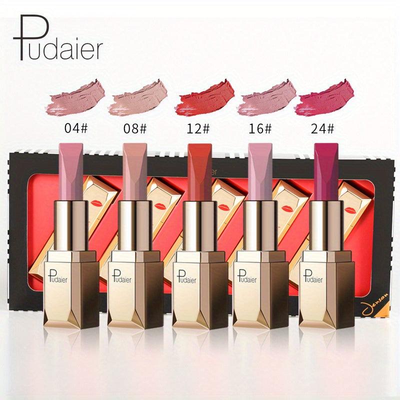 5-Piece Matte Lipstick Set Waterproof Long-Lasting Gift for Women