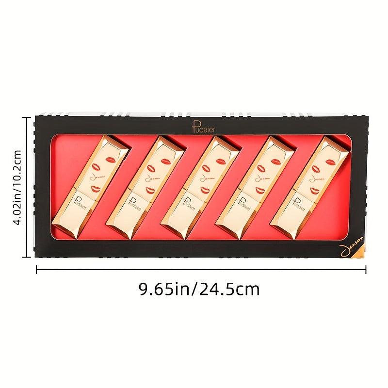 5-Piece Matte Lipstick Set Waterproof Long-Lasting Gift for Women