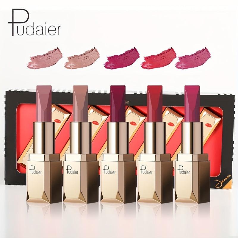 5-Piece Matte Lipstick Set Waterproof Long-Lasting Gift for Women
