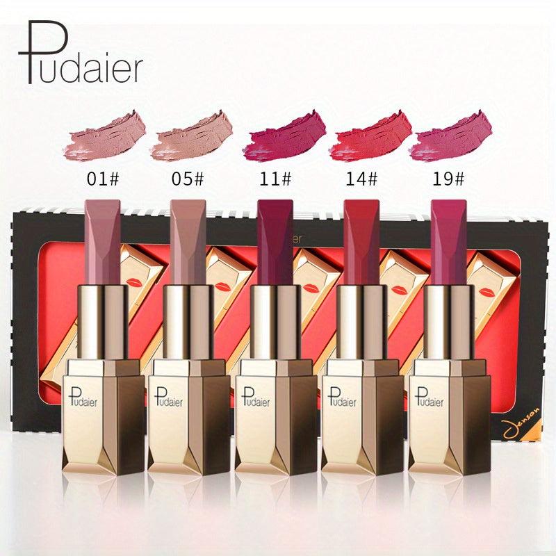 5-Piece Matte Lipstick Set Waterproof Long-Lasting Gift for Women