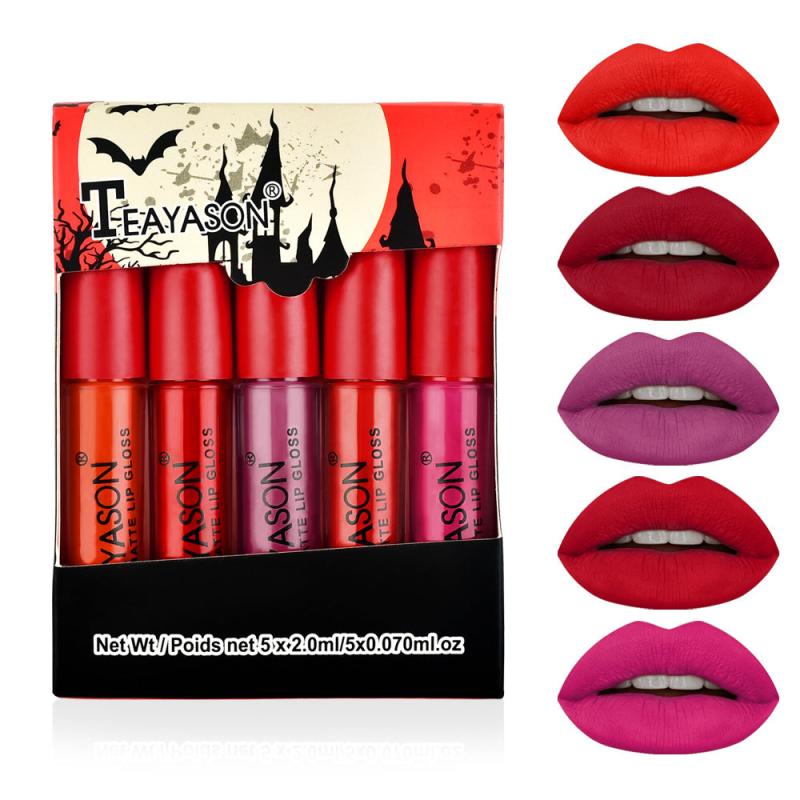 5pcs Matte Rose Lip Gloss for Ladies Beauty & Special Occasions