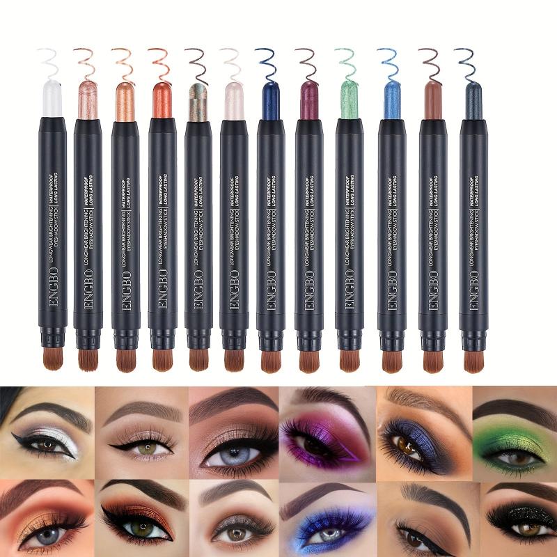 Long Lasting Pearly Matte Eyeshadow Pencil with Brush