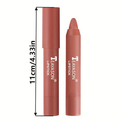 12-Color Matte Lipstick Crayons Long Lasting Waterproof Sun Protection