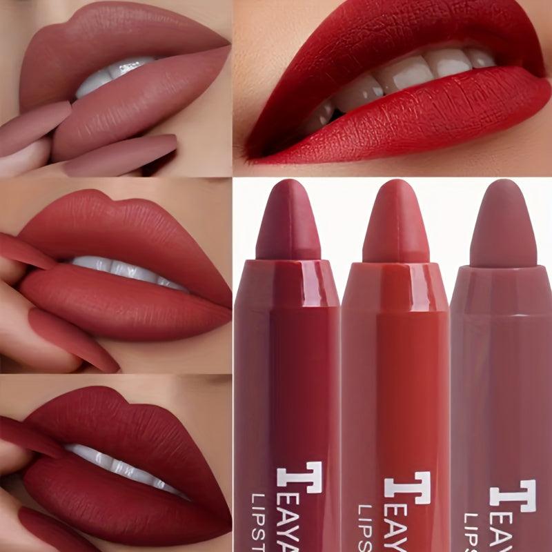12-Color Matte Lipstick Crayons Long Lasting Waterproof Sun Protection