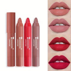 12-Color Matte Lipstick Crayons Long Lasting Waterproof Sun Protection