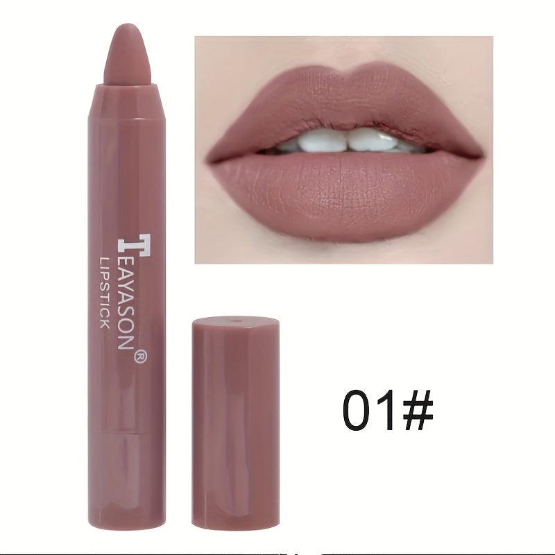 12-Color Matte Lipstick Crayons Long Lasting Waterproof Sun Protection