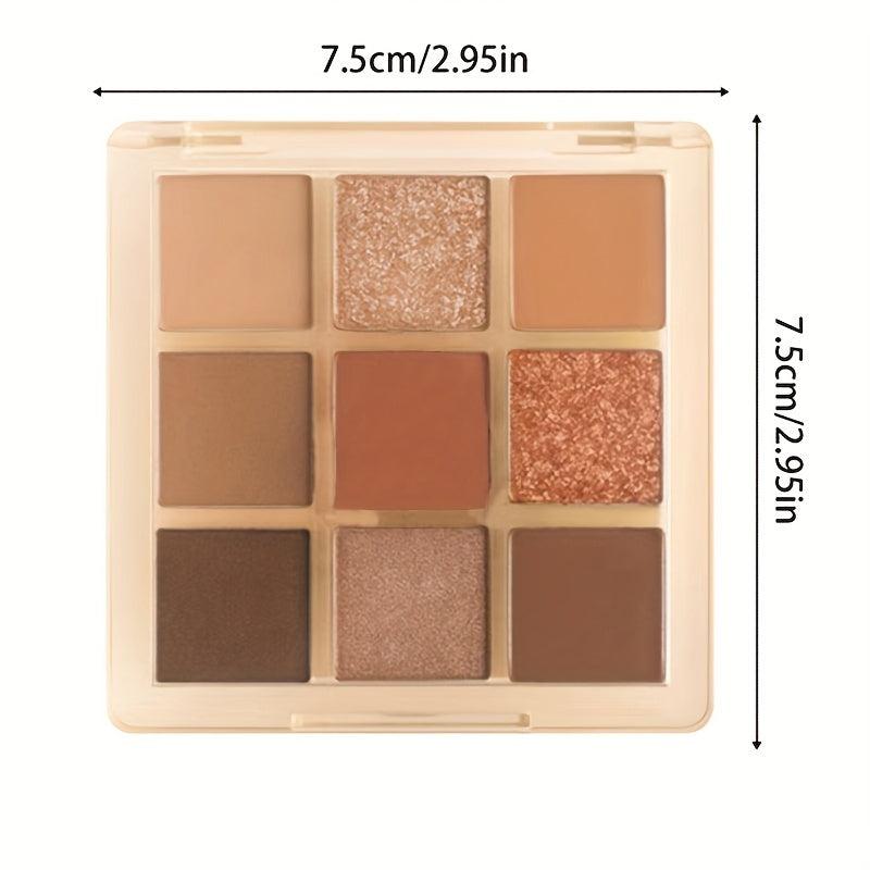 9 Shades Eyeshadow Palette Earth Tone Glitter Shimmer Matte Long Lasting