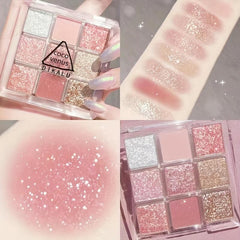 9 Shades Eyeshadow Palette Earth Tone Glitter Shimmer Matte Long Lasting