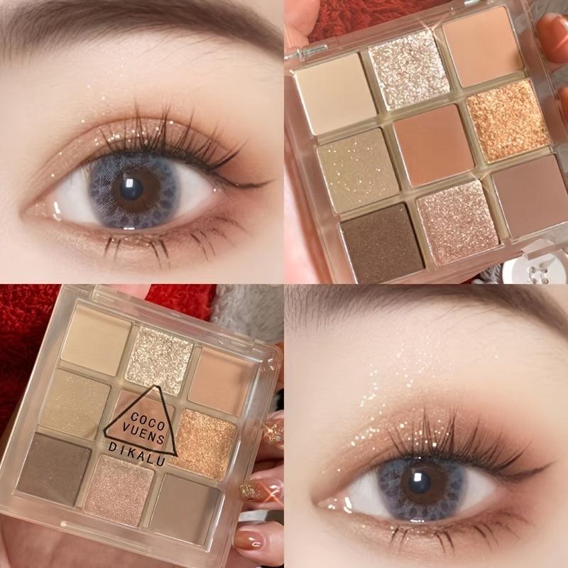 9 Shades Eyeshadow Palette Earth Tone Glitter Shimmer Matte Long Lasting