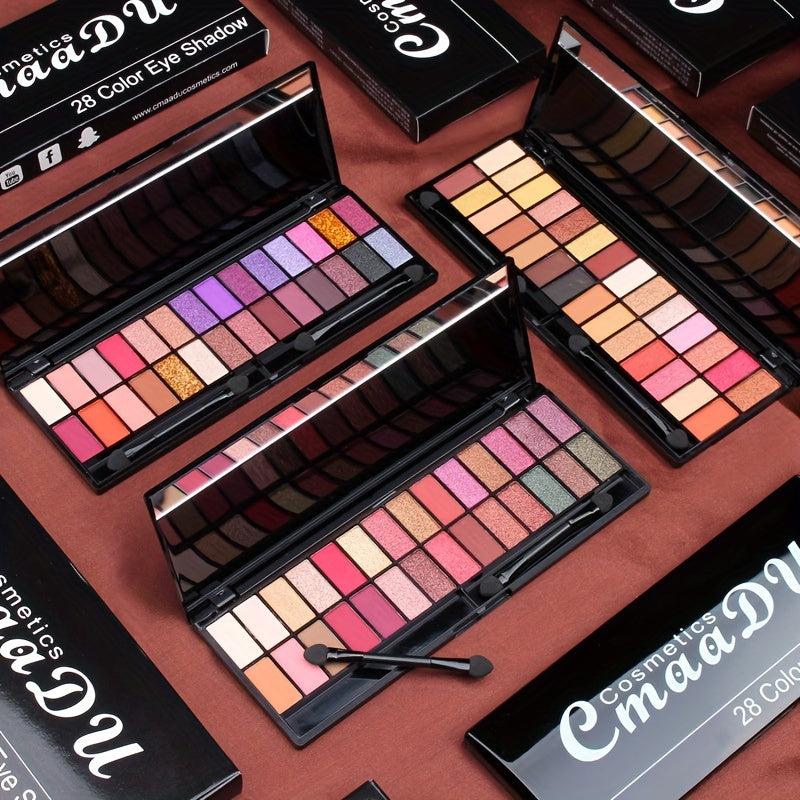 28-Color Matte Pearly Eyeshadow Palette for Waterproof Eye Makeup