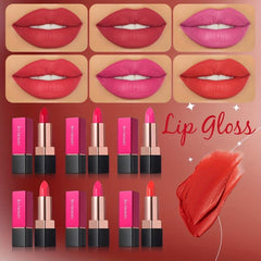 6 Colors Glitter Finish Matte Lipstick Waterproof Smudge Proof