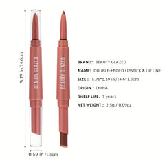 2-in-1 Lip Liner & Lipstick Set Matte Waterproof Durable Gift