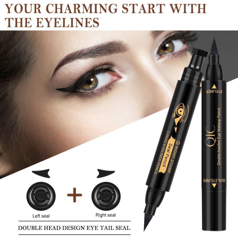Waterproof Double Ended Eyeliner Stamp Pen with Smudge Proof Liquid Eyeliner