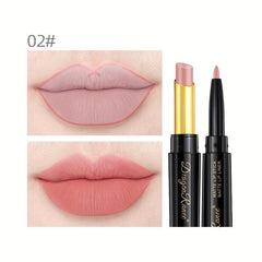 8 Colors Double Ended Lipstick Lip Liner Long Lasting Nude Gloss