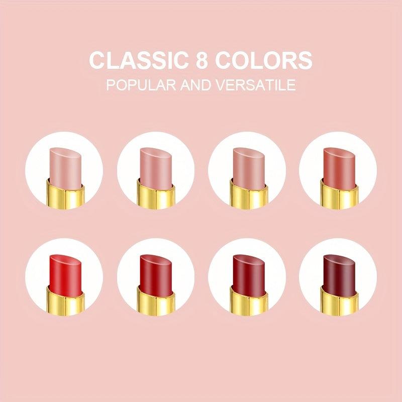 8 Colors Double Ended Lipstick Lip Liner Long Lasting Nude Gloss
