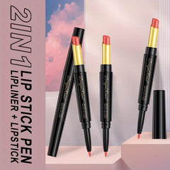 8 Colors Double Ended Lipstick Lip Liner Long Lasting Nude Gloss