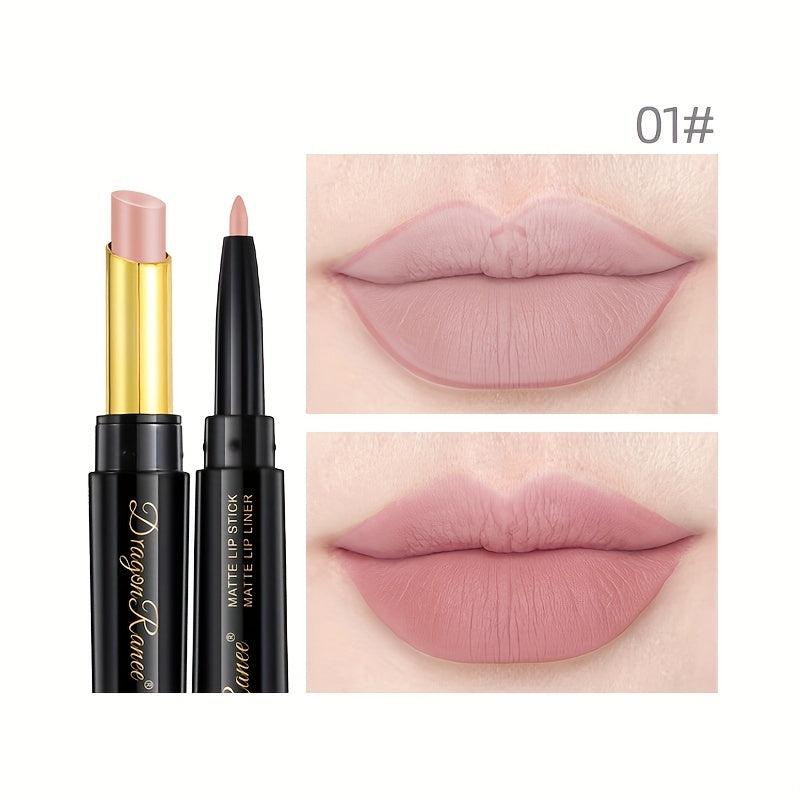 8 Colors Double Ended Lipstick Lip Liner Long Lasting Nude Gloss