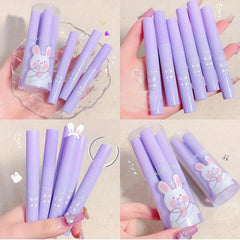 6 pcs Waterproof Matte Velvet Lip Tint with Cartoon Bunny Print