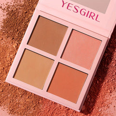 4 Colors Blush Palette Lightweight Long Lasting Waterproof Blendable