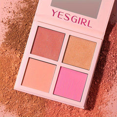 4 Colors Blush Palette Lightweight Long Lasting Waterproof Blendable