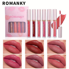 6-color Matte Velvet Lipstick Set Long Lasting Liquid Tint for Women