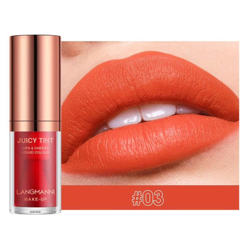 Matte Lip Glaze Lipstick Lip Cheek Blush Dual use Velvet Texture Blush