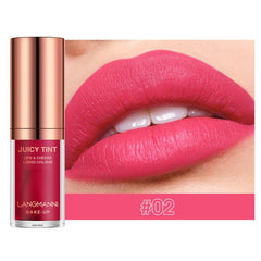 Matte Lip Glaze Lipstick Lip Cheek Blush Dual use Velvet Texture Blush