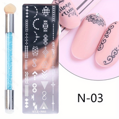 Nail Stamping Plates Set with Silicone Brush Polish Transfer Stencils