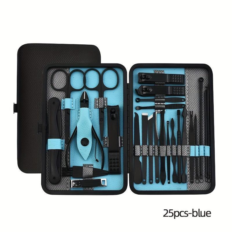 Stainless Steel Manicure Kit Nail Clipper Set Leather Travel Men Women