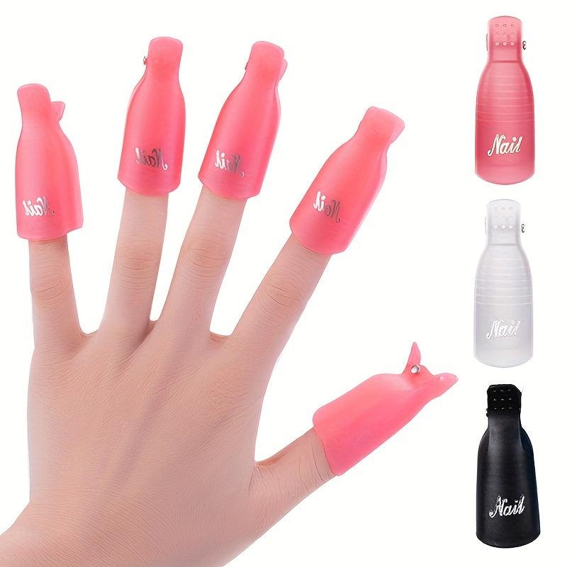 10 Reusable Pink Gel Polish Remover Caps Soak Off Clips
