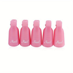 10 Reusable Pink Gel Polish Remover Caps Soak Off Clips