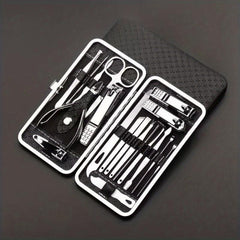 Professional Nail Art Kit Stainless Steel 19 Pcs Grooming Tools with Travel Case