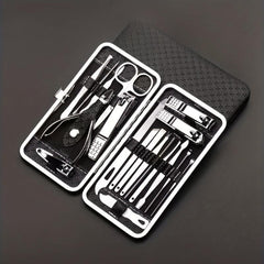 Professional Nail Art Kit Stainless Steel 19 Pcs Grooming Tools with Travel Case