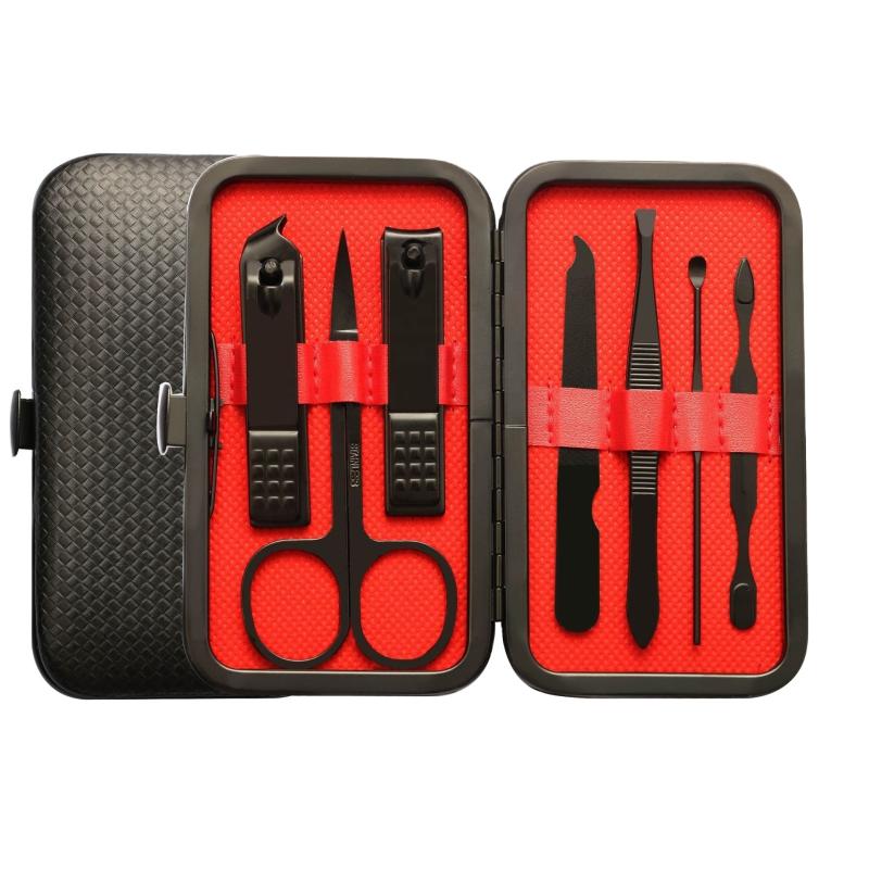7-Pcs Stainless Steel Nail Clipper Set Grooming Tool Case Manicure Pedicure