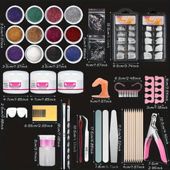 Acrylic Nail Kit for Beginners with Glitter Powder