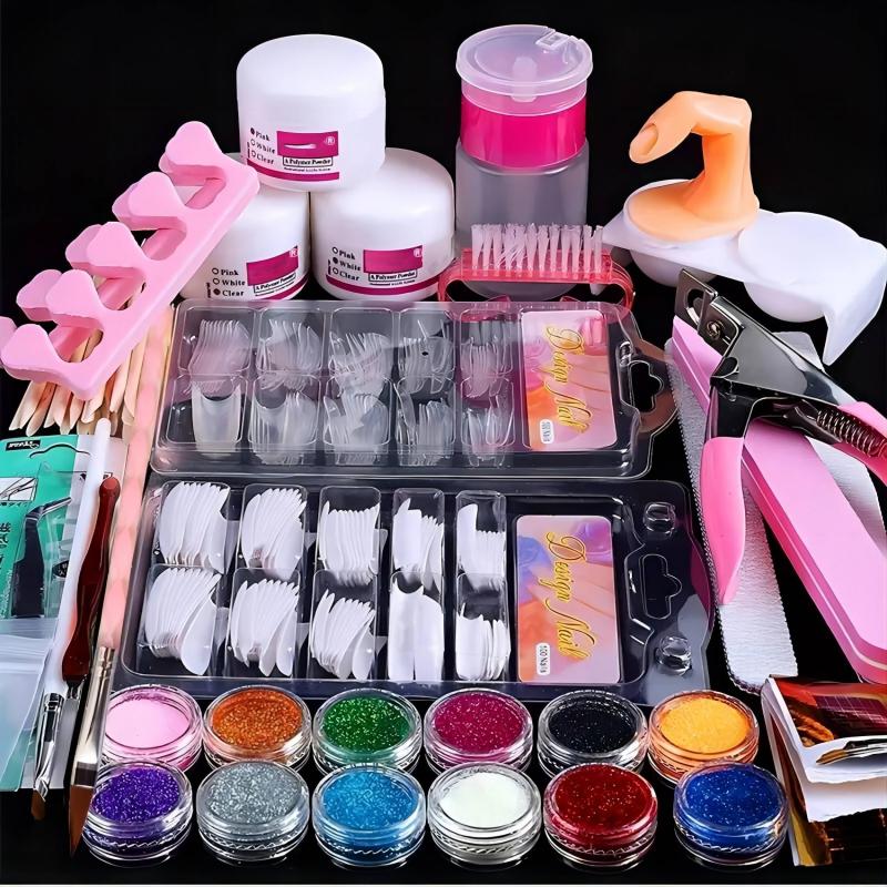 Acrylic Nail Kit for Beginners with Glitter Powder