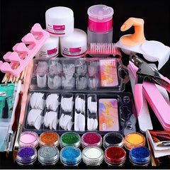 Acrylic Nail Kit for Beginners with Glitter Powder
