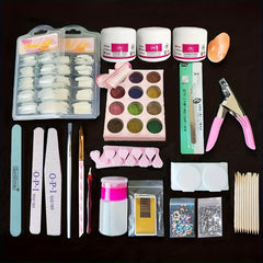 Acrylic Nail Kit for Beginners with Glitter Powder