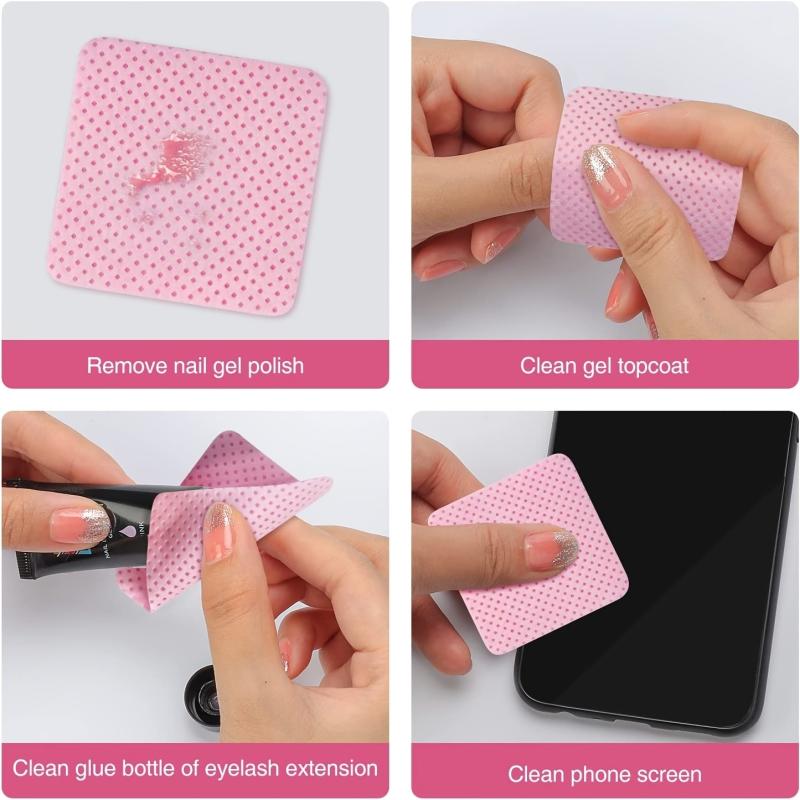Pink Nail Wipes with Pump Dispenser for Extensions and Polish Removal