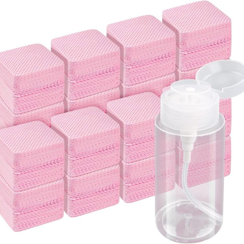 Pink Nail Wipes with Pump Dispenser for Extensions and Polish Removal