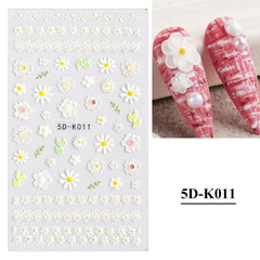 3D Embossed Flowers Nail Stickers Decals Lace Rose Nail Supplies DIY Acrylic