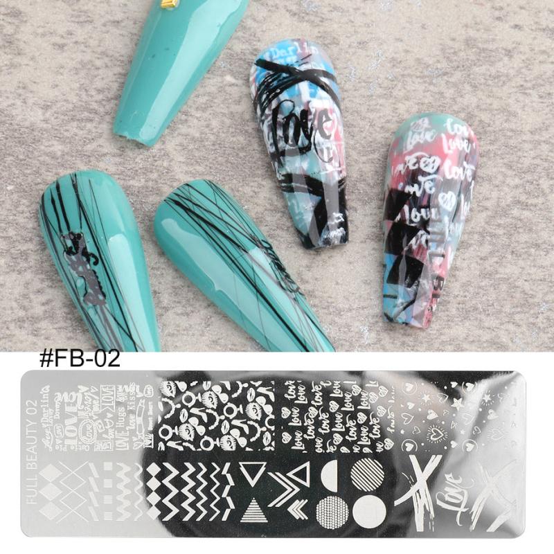 Graffiti Love Heart Butterflies Flowers Nail Art Stamping Plate FB01 06