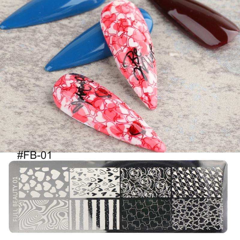 Graffiti Love Heart Butterflies Flowers Nail Art Stamping Plate FB01 06