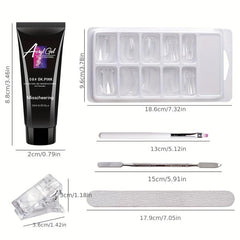 6-Piece Nail Art Extension Glue Set w/ Clip, File, Brush, Pusher, Tips, Gel