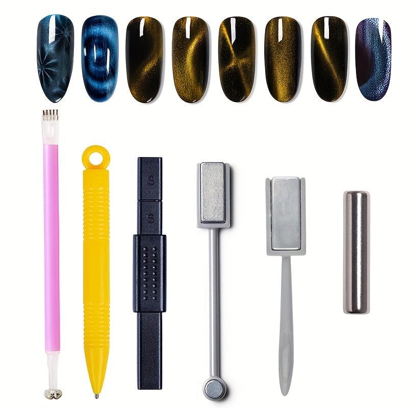 6 Pcs Nail Magnet Tool Set Cat Eye Gel Pen