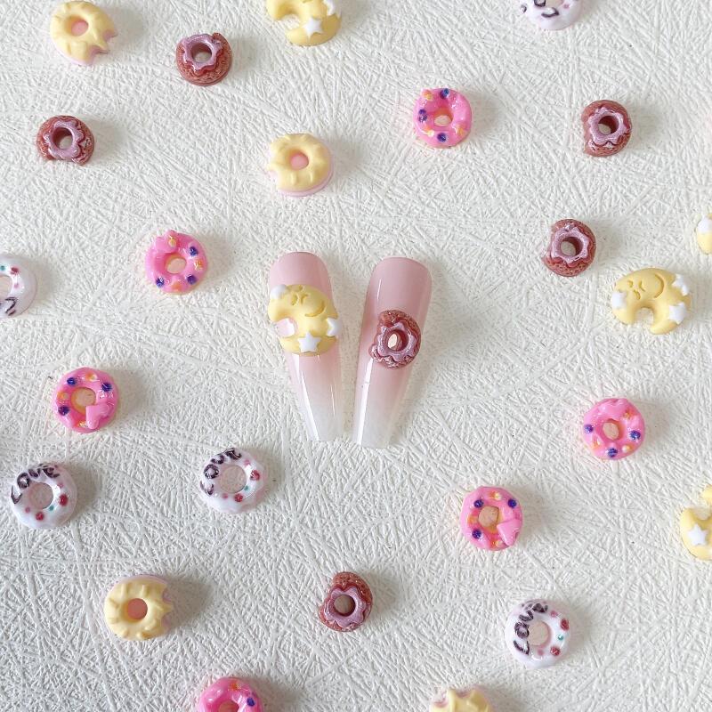 20pcs Donut Moon Nail Art Charms Resin Nail Art Accessories DIY Nail Salons
