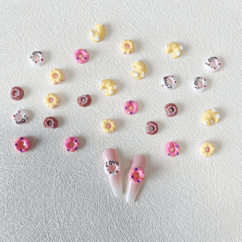 20pcs Donut Moon Nail Art Charms Resin Nail Art Accessories DIY Nail Salons
